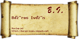 Béres Iván névjegykártya